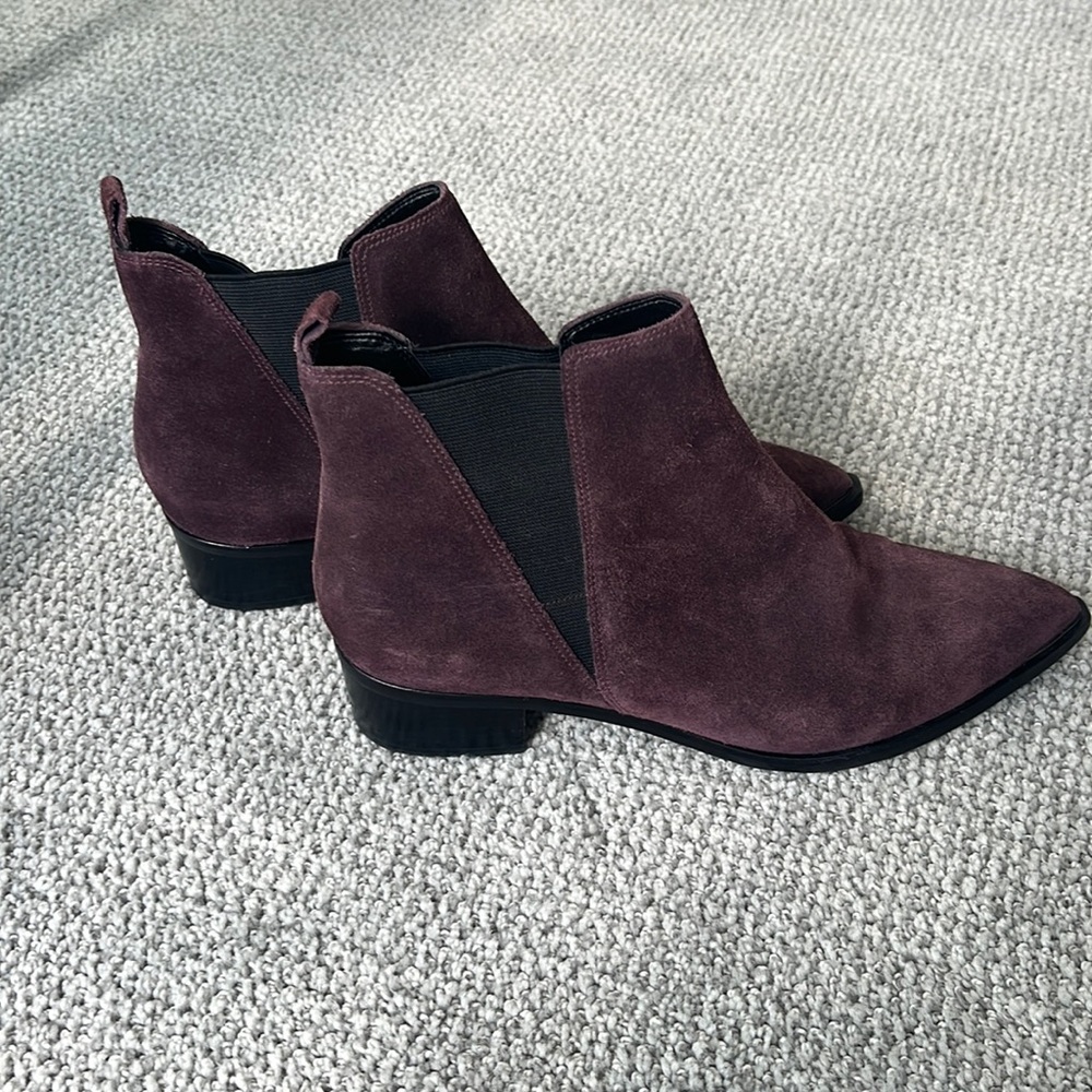 Eggplant suede western bootie